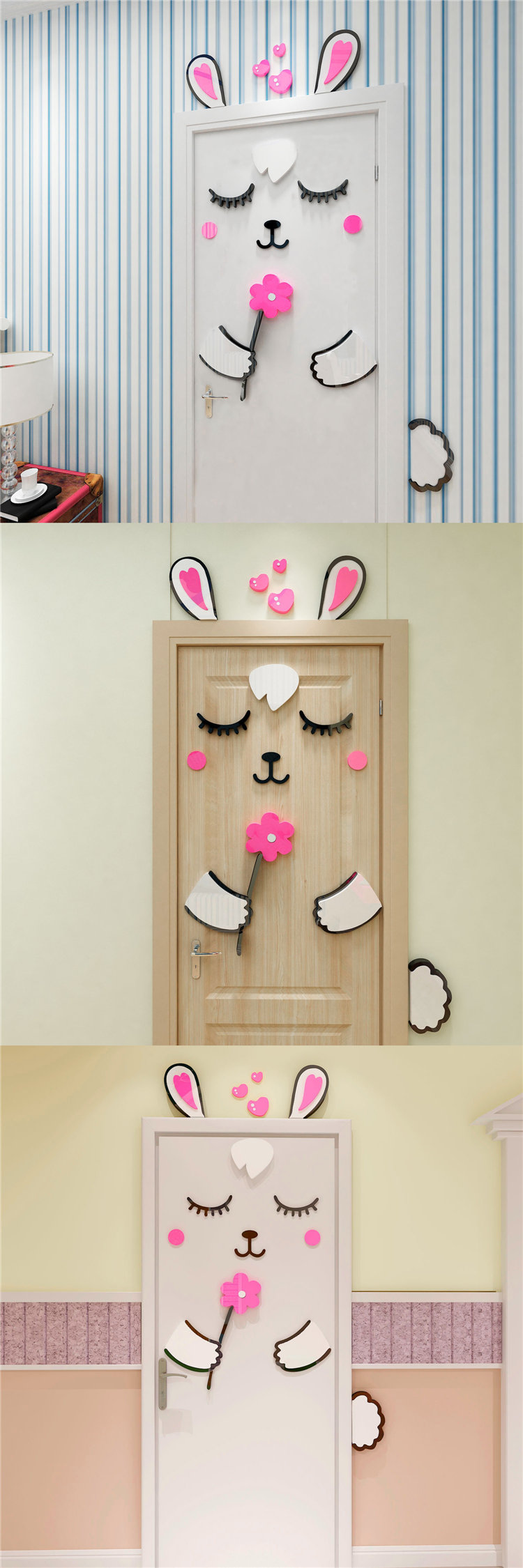 2020 Cartoon Rabbit 3d Door Sticker Girls Bedroom Door Decoration Home Design Cute Wallpaper For Kids Room Diy Door Decal Stickers From Familyflooring 109 55 Dhgate Com