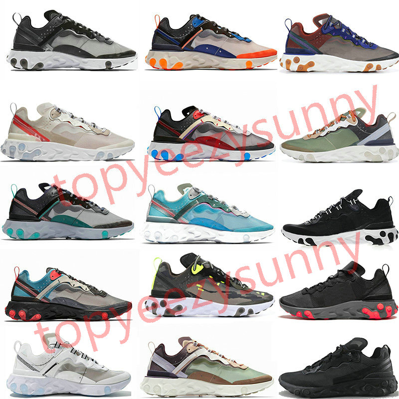 

40+Colorways React Vision Element 87 55 Undercover Men Running Shoes For Women Sneakers Sports Men Trainer Shoe Sail Light Bone Royal Tint, Box