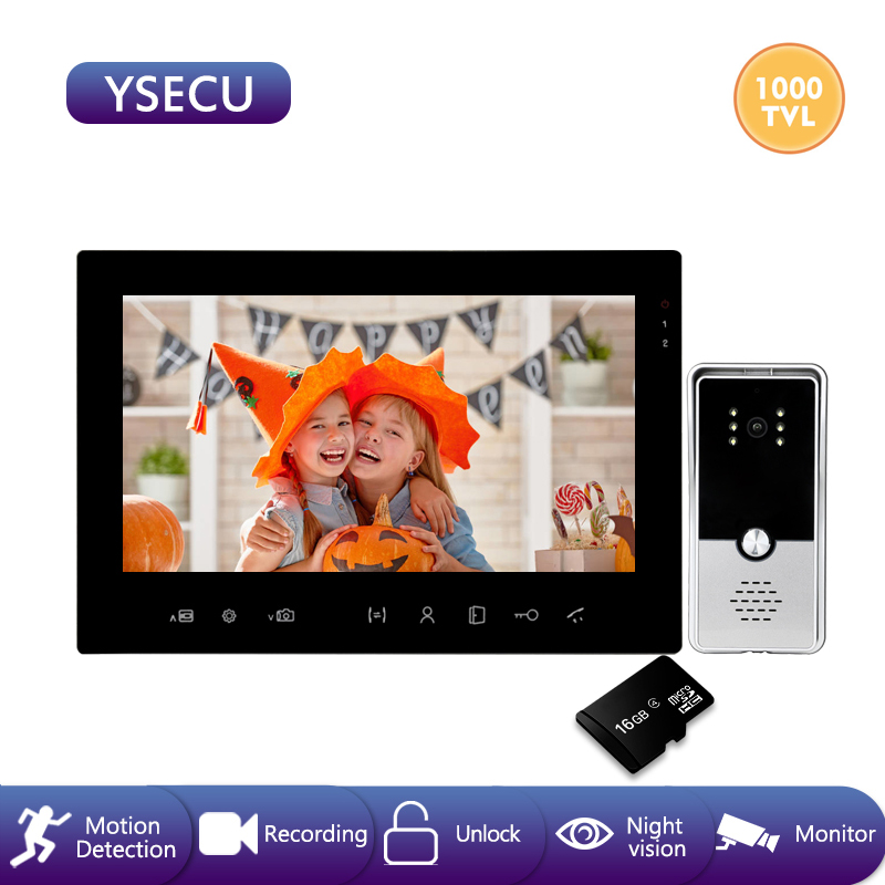 

YSECU motion sensor 7 inch 1000TVL Video intercom kit,Built-in power supply supported,Video Door Phone Recording 16GB,waterproof