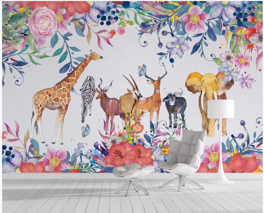 

3d wallpaper custom photo mural on the wall Hand painted flower prairie animals home decor photo wallpaper in the living room, Non-woven wallpaper