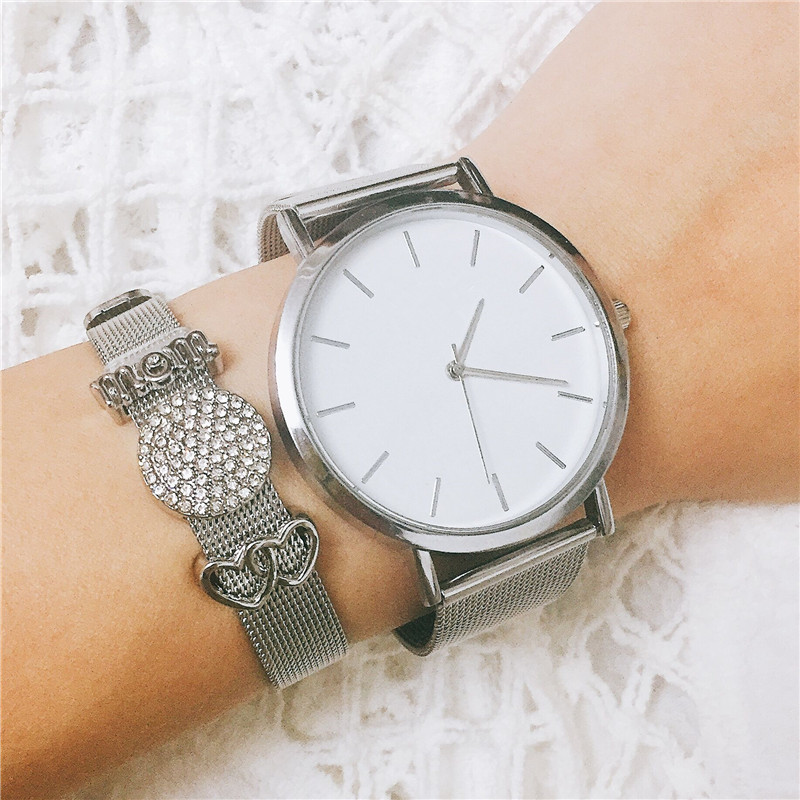 

Vinnie Design Jewelry Stainless Steel Keeper Mesh Bracelet Set with Wristwatch