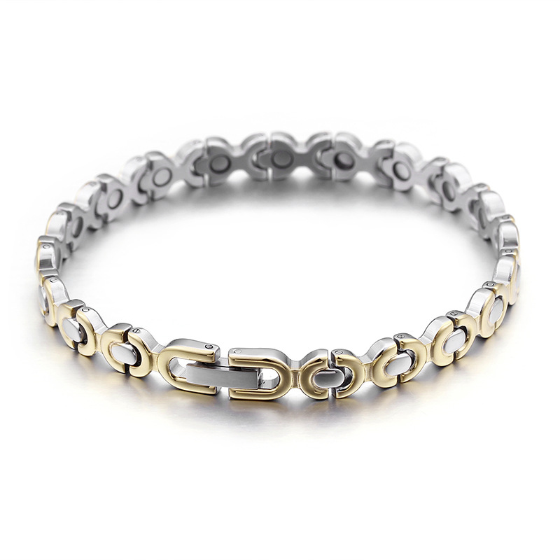 

The new stainless steel titanium steel magnet jewelry stainless gold bracelet between South Korea popular