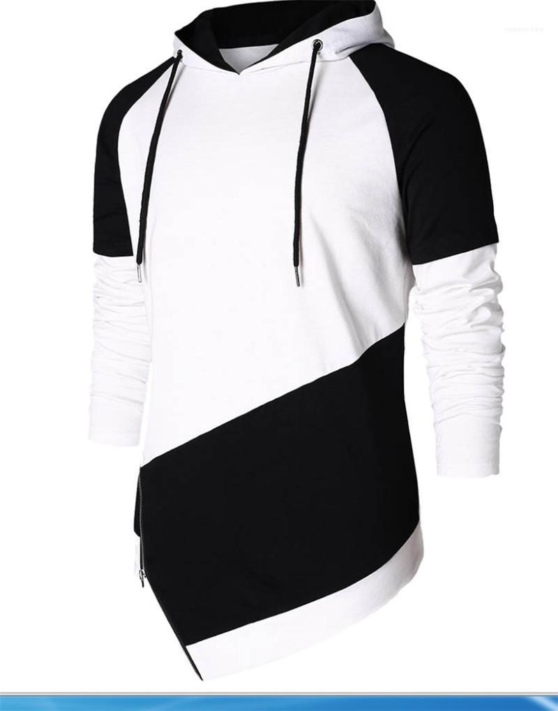 

Patchwork Long Sleeve Hoodies Casual Hommes Hoodies Spring Men Designer Hoodies Pullover Hooded Contrast Color Printed, White black