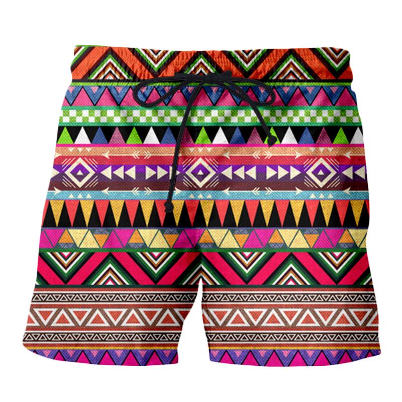 

Fashion Retro style shorts tribal aztec Creative Print 3d Casual Men Women Shorts, Beige