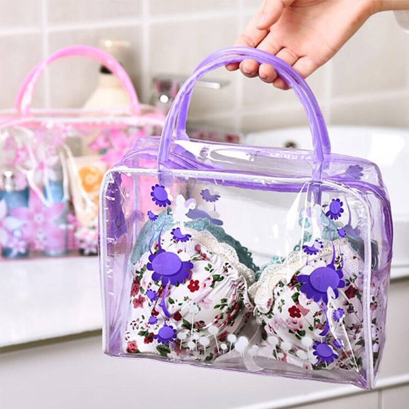 

PVC Transparent Cosmetic Bag Women Make Up Bag Flowers Printed Toiletry Bags Makeup Organizer Case For Travel Cosmetic Lady, Yellow