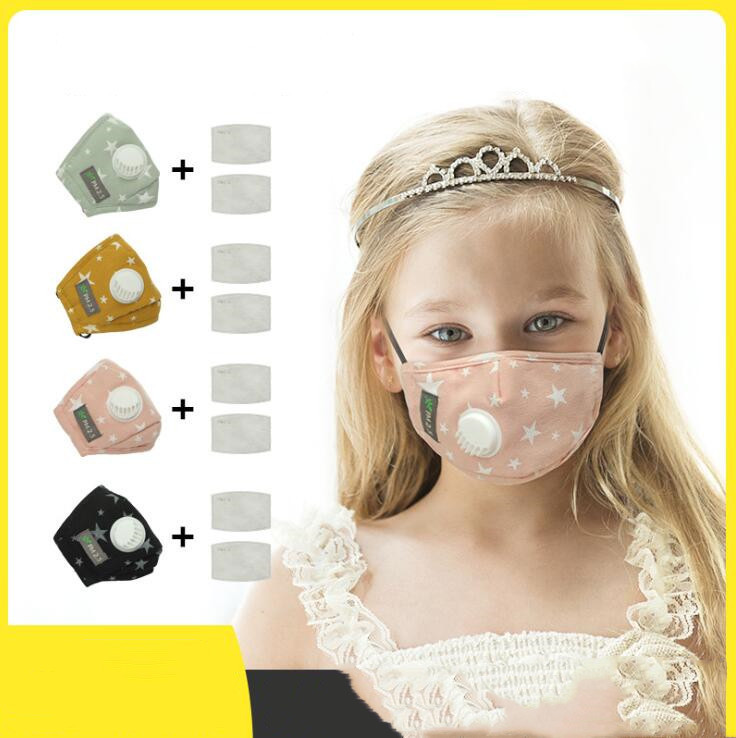 

Kids Star Printed Masks Mascarilla Full Face Mouth Cover With Breath Valve Children Outdoor Protective Masks With 2pcs PM2.5 Filter Pad