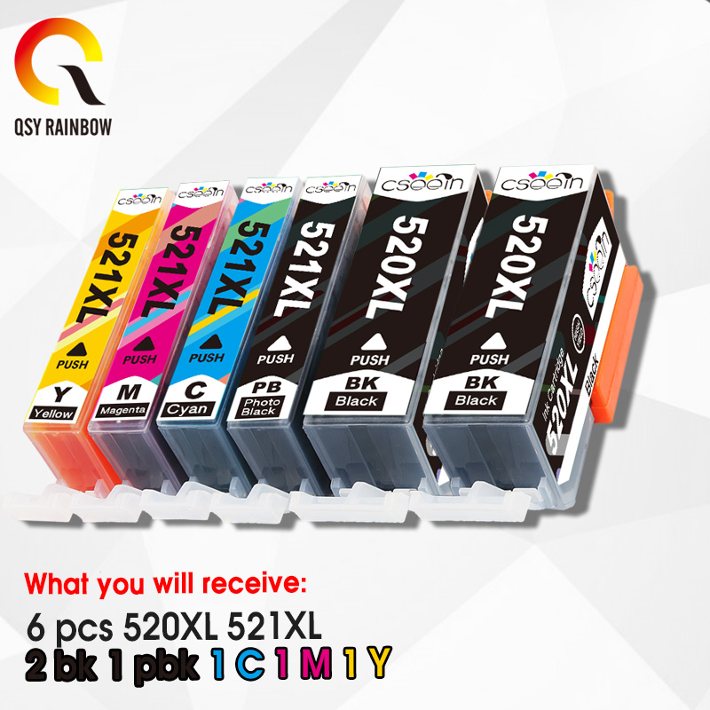 

6pcs full Ink Cartridges PGI 520 CLI 521 for Canon PIXMA iP3600 4600 4700 MP 540 550 560 620 630 640 980 MX860 Printer chip