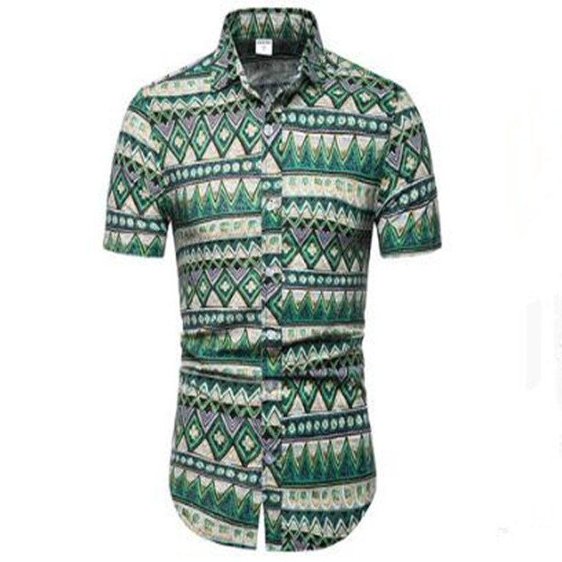 

new high-end brand men's casual fashion figure color shirt casual sports short sleeve fashion cotton shirt, Green