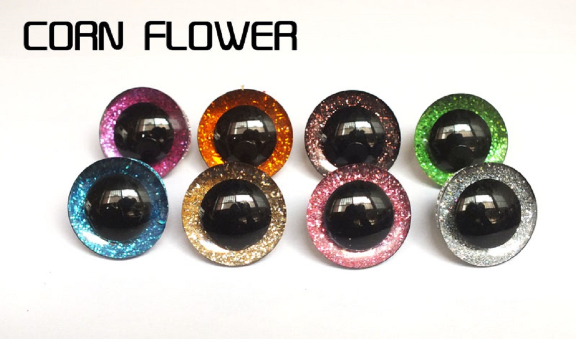 

Toy Eyes 30Pcs 16-25mm plastic clear safety toy eyes + glitter Nonwovens for diy doll materials-8 color can choose