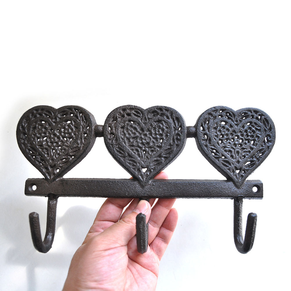 wrought iron heart shaped hooks