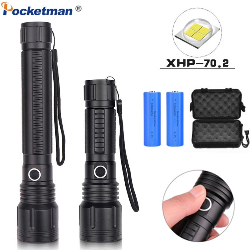 

XHP70 XHP50 LED Flashligh Powerful Super Bright with 5 Modes Zoomable Torch Waterproof with 18650/26650 Battery