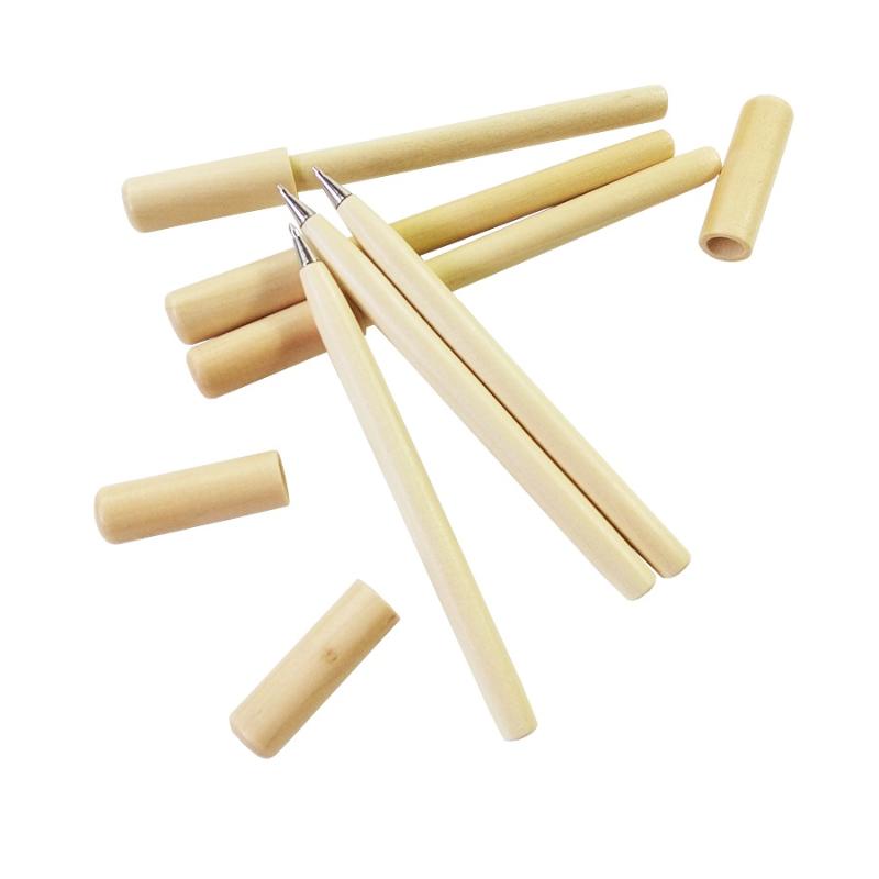 

30 Pcs/lot Cute Kawaii Wooden Ballpoint Pen Simple Log Style Ball Pen Office Supplies Wholesale, As pic