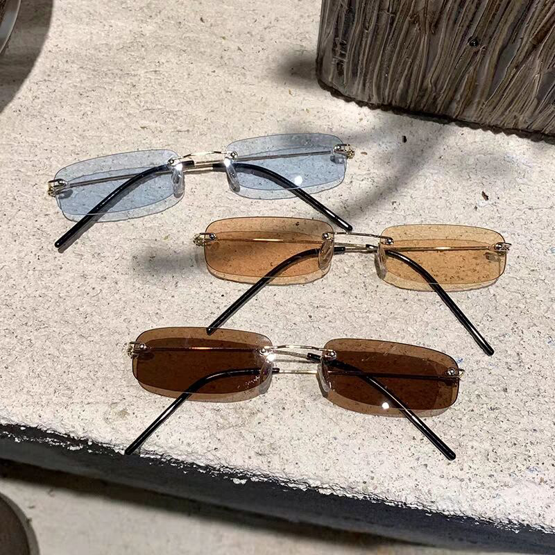 

2020 Vierkante Zonnebril Vrouwen Mannen Trendy Persoonlijkheid Sunglass Vintage Merk Rimeless Cateye Zonnebril UV400