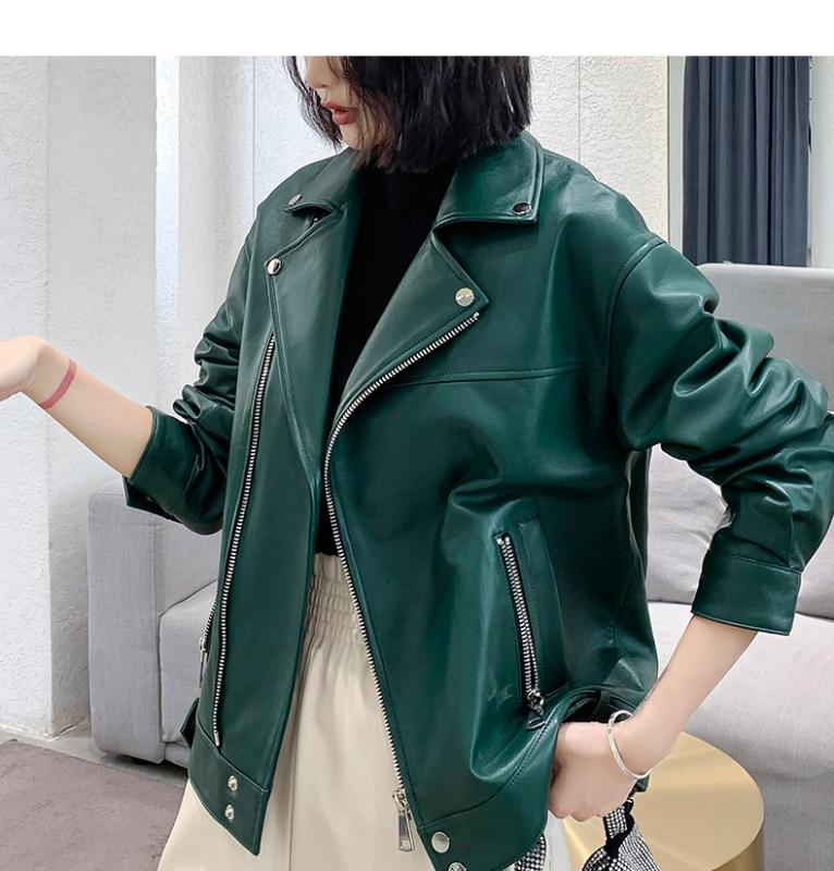 

YR!Free shipping.fashion Ladies genuine leather jackets.chic ,trendy ,vintage sheepskin tops, Black