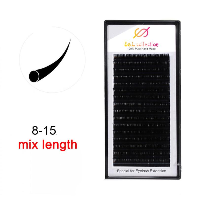 

Wholesale 1pc Eyelash Extension 0.05 and 0.07 thickness C,D Curl 8-15mm False Mink Hair Individual Silk Lash Extension