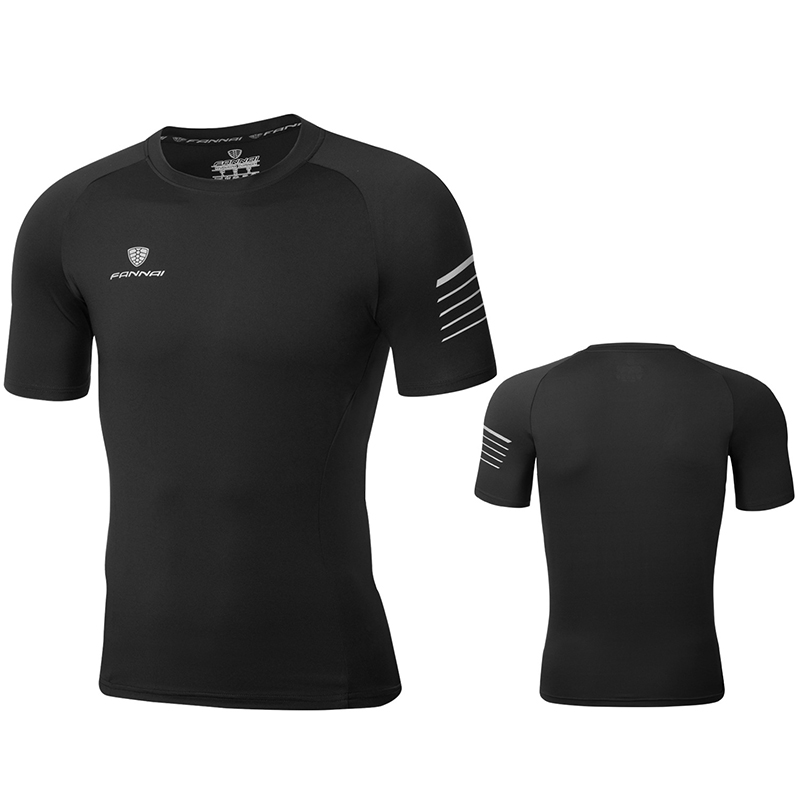 

Compression Mens Summer Quick Dry Elastic T-shirt Short Sleeve Outdoor Sport Hiking Running T Shirt Men Cycling Fitness Gym Tops, Black