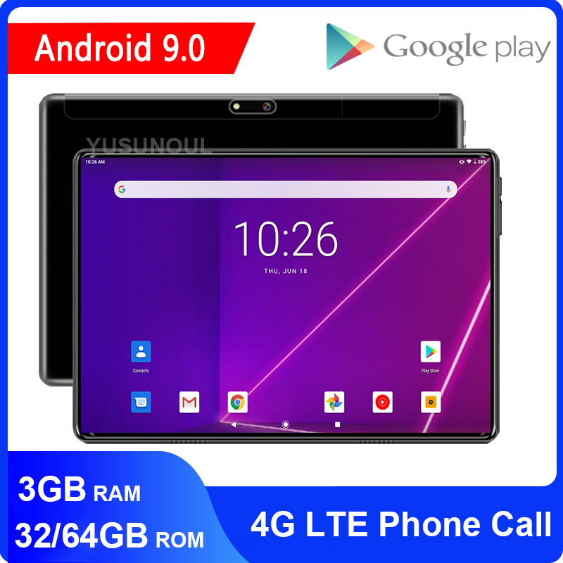 

Fast Charging Type-C Port 4G LTE 10 inch Tablets Android 9.0 8 Cores 64GB ROM Dual Camera 8.0MP Tablet PC OTG WIFI GPS bluetooth, Black