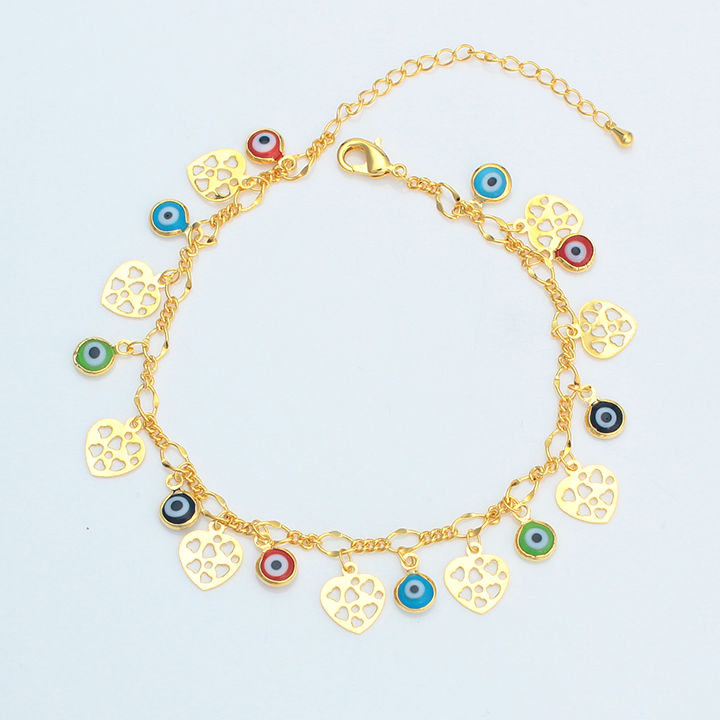 

Colorful Eye Bracelet/Anklet for Women Gold Color Evil Eye Foot Chain Charm Bangle JewelryArab/Egypurkey/Iraq/Middle East