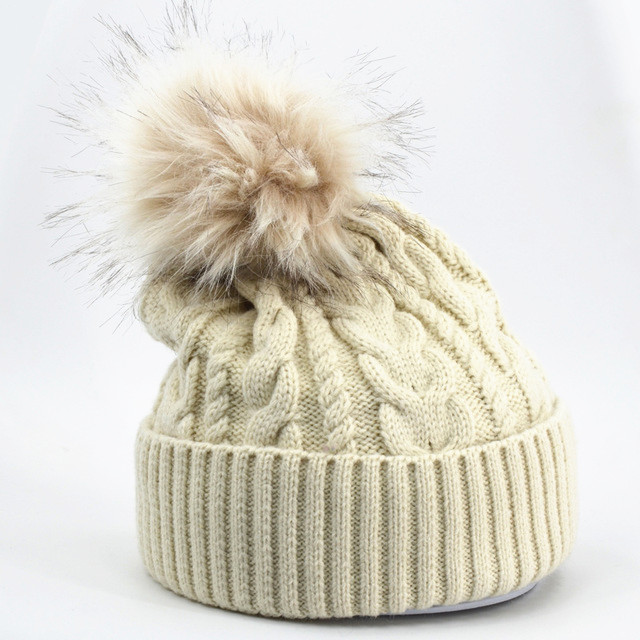 

New winter twist pattern knitted beanies Women's thick warm pom poms knitting skullies bonnet gorros, 002