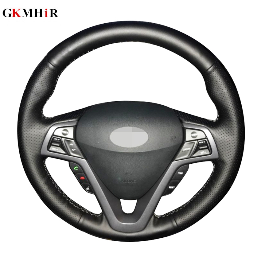 

DIY Hand-stitched Black Artificial Leather Car Steering Wheel Cover for Hyundai Veloster 2011 2013 2012 2014 2015 2016 2017 2018