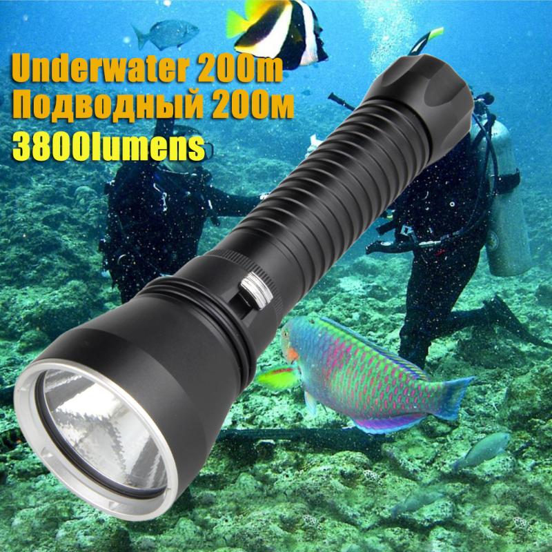 

3800LM XHP70.2 LED Waterproof Scuba Diving Underwater 200M 26650 Torch Powerful Fishing Hunting Light Rechargeable