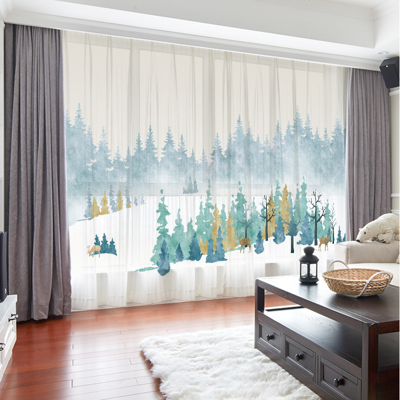 

Home Decoration Luxury Window Chiffon Curtains Drape Panel Sheer Tulle Living Room Bedroom Grove Flower Sheer Curtains, Tulle 4