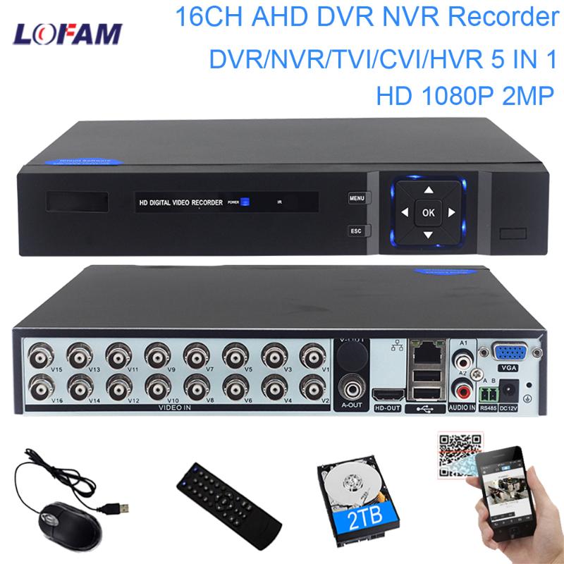 

LOFAM AHD DVR 16CH 1080P 2MP NVR Surveillance Video Hybrid 3G Security CCTV DVR Recorder 16CH For Analog AHD IP TVI CVI Cameras
