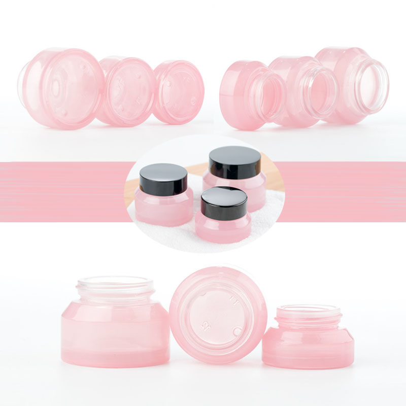 

20PCS 15g/30g/50g Empty Pink Glass Cosmetic Facial Cream Bottles Lip Container Jar Sample Vials Travel Amber Makeup Pots