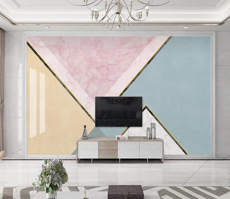 

Custom Any Size minimalist abstract small fresh pink geometric marble 3D Photo Wallpaper Living Room Background Decoration Mural, Same as photo