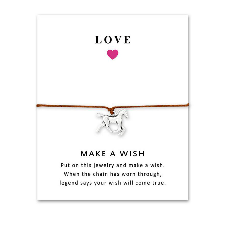 

2020 Hot Sale Smart Running Horse Wish Card Bracelet Adjustable Friendship Bracelets Statement Jewelry Animal Charm Bracelet