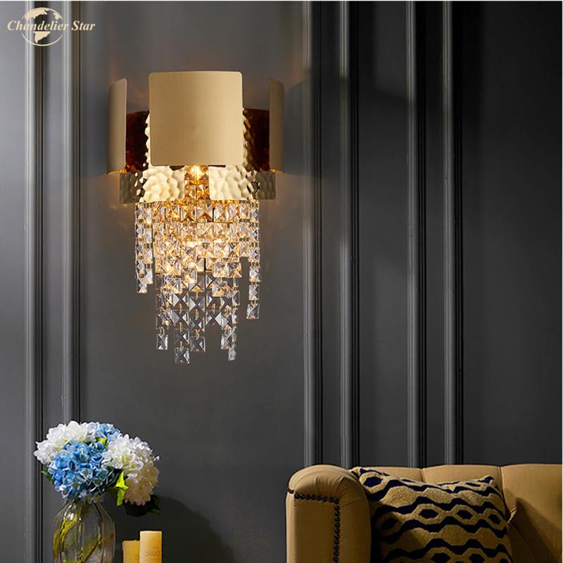 

Modern Luxury Crystal Wall Lamp for Living Room Bedroom Corridor Bathroom Staircase Loft Stainless Steel Gold LED Indoor Lamp