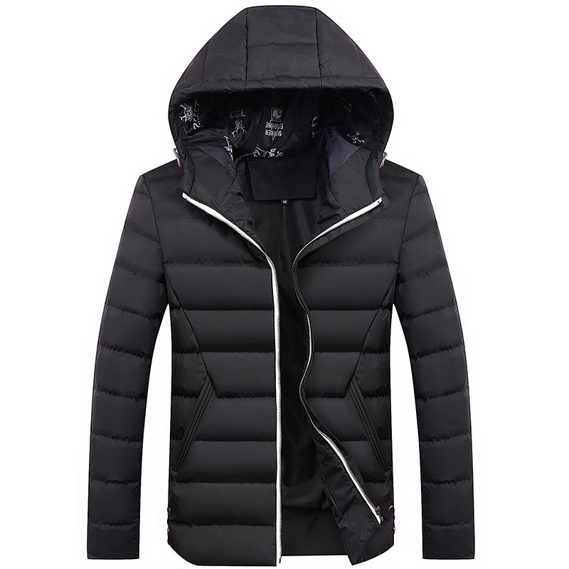 

Autumn And Winter New Men's Cotton-padded Clothes Men's Korean-style Slim Fit Cotton-padded Clothes Versitile Fashion Thick Hood, Black