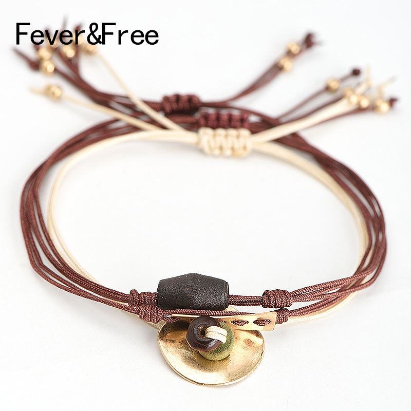 

Fever&Free Retro Multilayer String Bracelet For Women Wine Red Color Fringed Beads Wood Woven Bracelets & Bangles Jewellery Gift