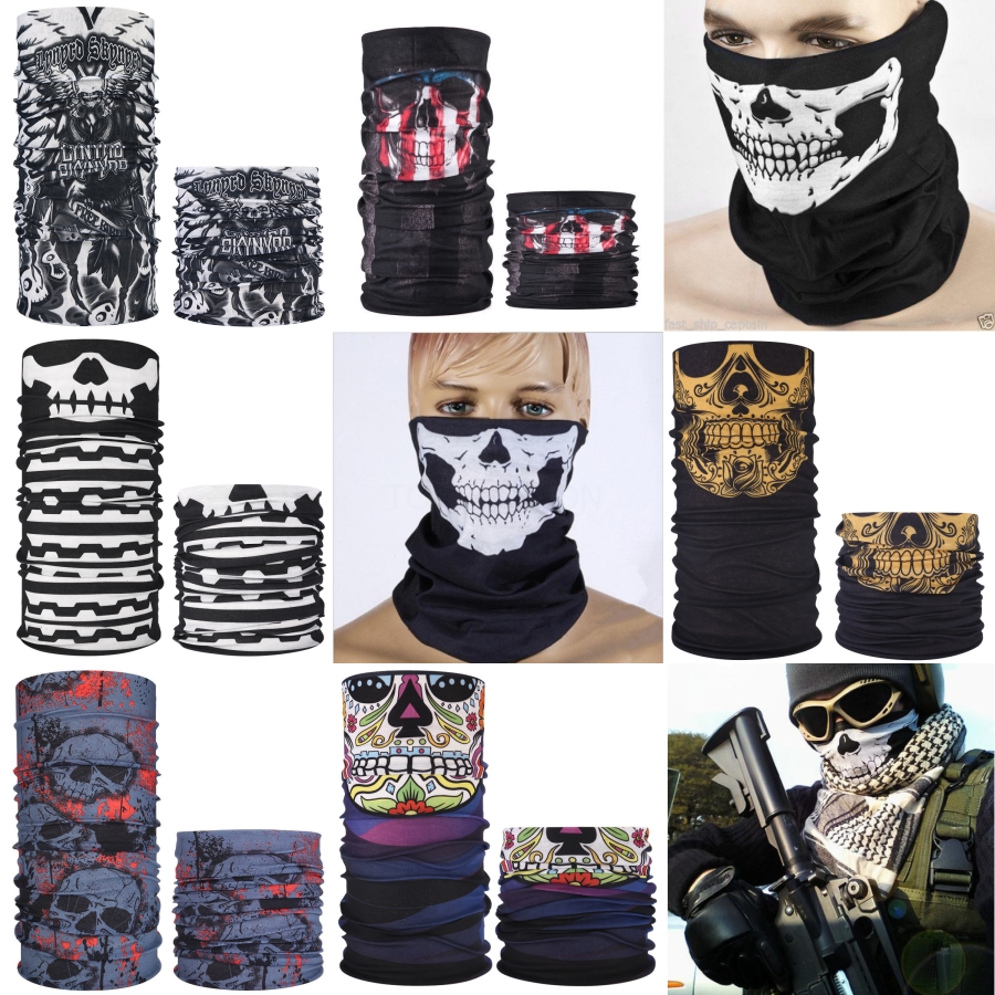 

Ijzww Cosplay Ski Halloween Skull Half Face Mask Masks Unisex Ghost Party Scarf Bandana Neck Warmer Party Headband Magic Turban Mask#148, Multi
