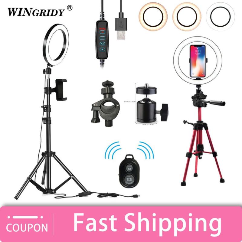 

LED Ring Light 16cm 26cm 5600K 64 LEDs Selfie Ring Lamp Photographic Lighting With Tripod Phone Holder USB Plug Photo Studio