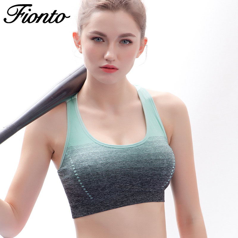 

2020 Sports Bra High Stretch Breathable Top Fitness Women Padded for Running Yoga Gym Seamless Crop Bra Gradient Sport, Green