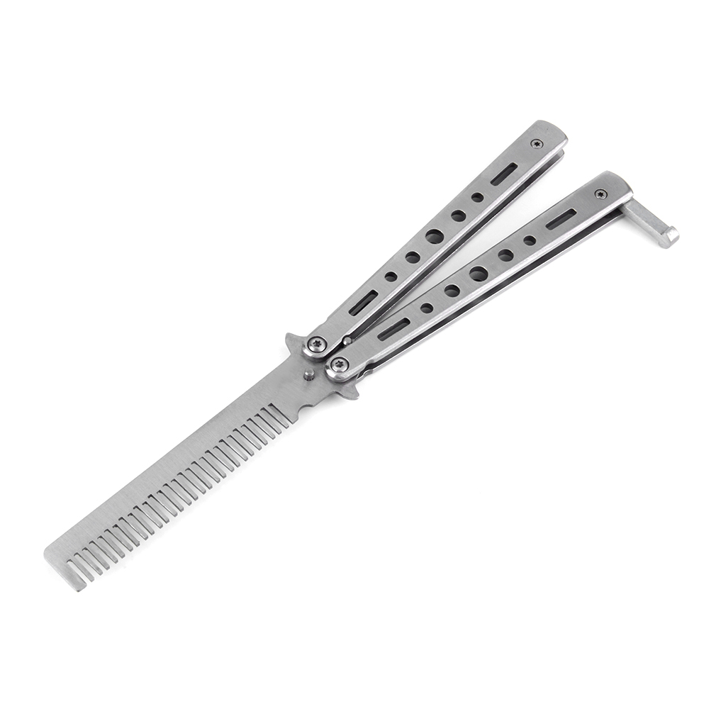 Butterfly Knife Comb Salon Stainless Steel Folding Practice Training