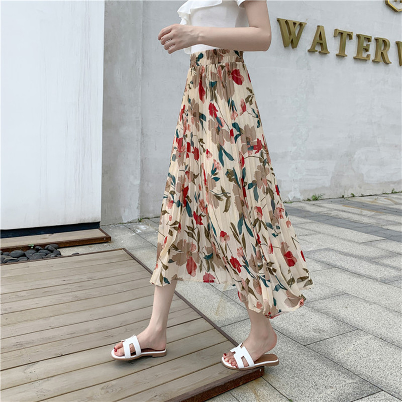 

Blackday Maxi Skirt Womens Skirts Clothing Pencil High Waist Red Harajuku Sale Items Vintage Streetwear floral Boutique Chiffon flowy