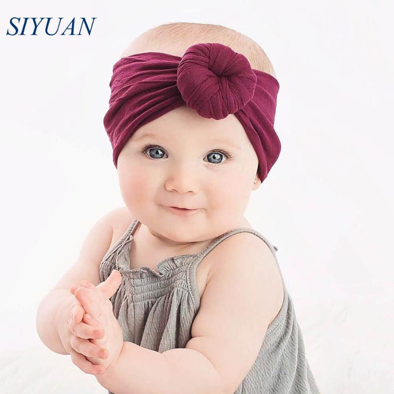 

1pcs/lot Wide Elastic Nylon Headband With Lovely Donut Knot Babe Fashion Head Wrap Shower Party Hair Accessories 112, 8-black