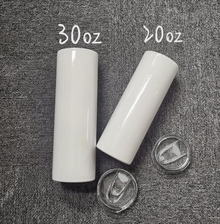 

30oz Sublimation Straight Tumbler Stainless Steel Water Bottle Insulation Coffee Mug Seamless Drinking Cup A02, White