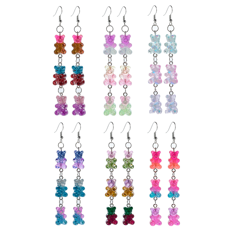 

1pair Cute Multicolor Resin Gummy Bear Candy Earrings Resin earring for Birthday Gift Child Girls Teens Woman Jewelry