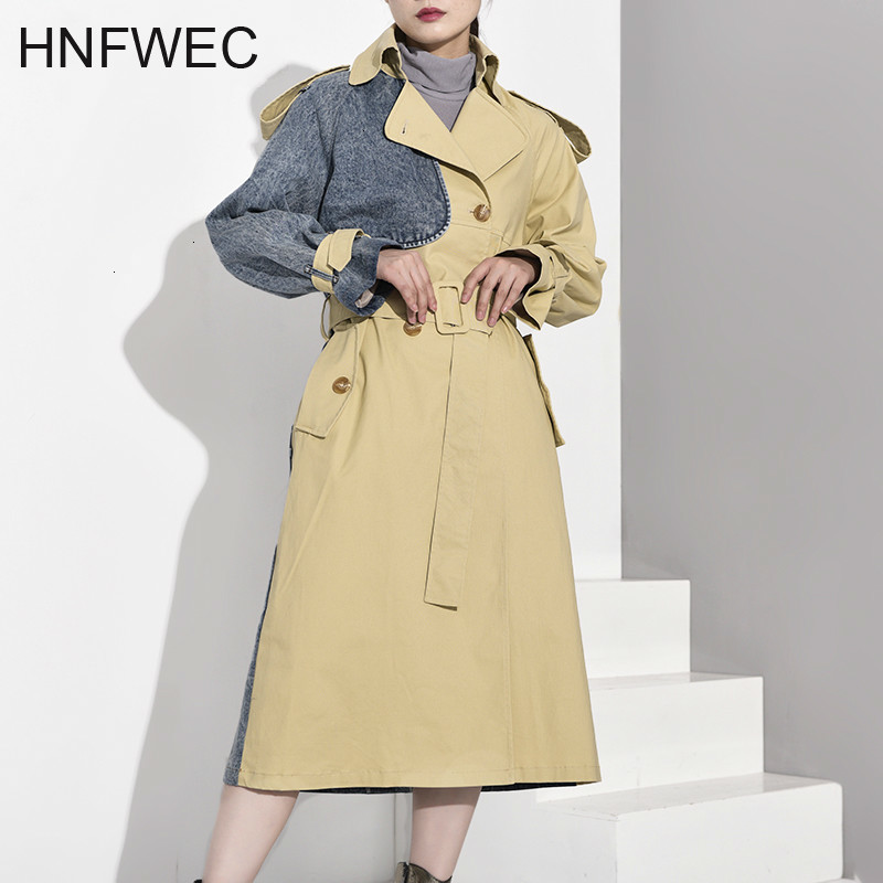 

Women Trench New Lapel Long Sleeve Loose Fit Windbreaker Fashion Tide Autumn Winter 2020 L202, As picture