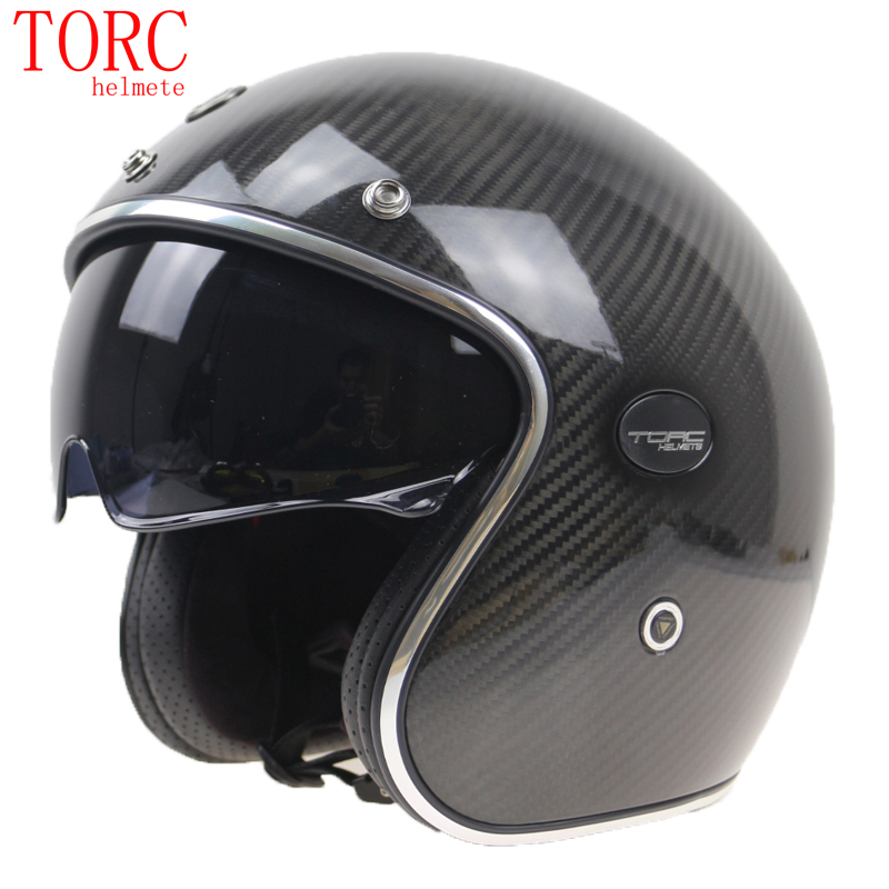 

Geniune Kelver Carbon Fiber Motorcycle helmet Open Face motorcycle helmet DOT ECE approved with Enhanced Black sunglasses, Mat black