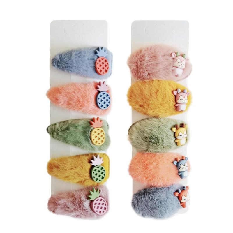 

5pcs Candy Hair Clip Personality Metal Plating Party Supplies Plush Hairpin Hairgrip Barrettes Hair Beauty Styling Tool