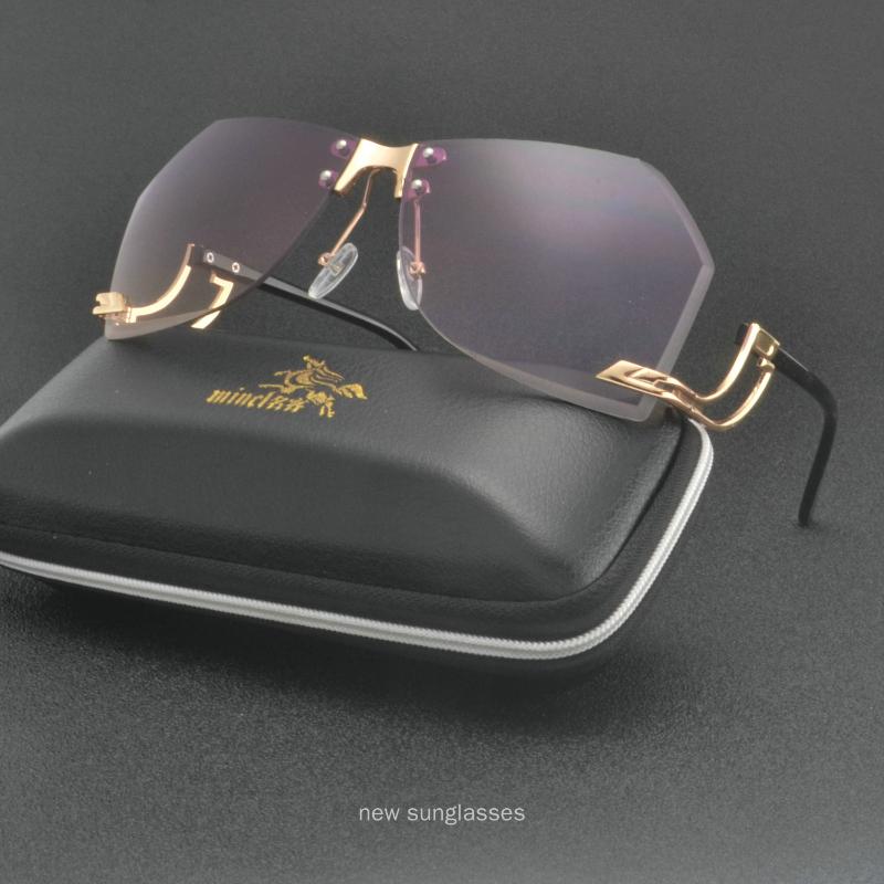 

MINCL/ 2020 New Fashion Square Sunglasses Women Brand Designer Rimless Red Purple Cat Sun Glasses Men UV400 NX