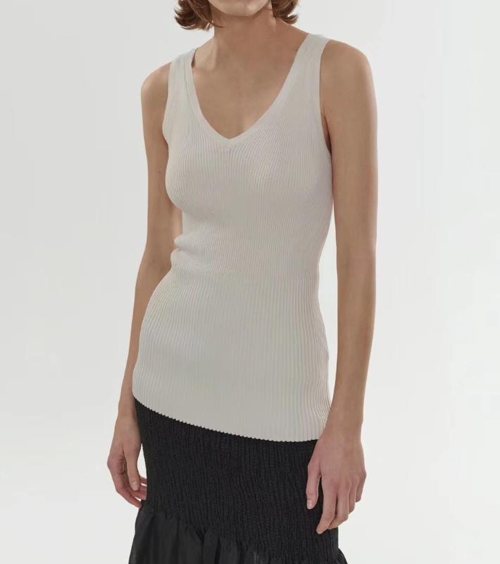 

Women Tops Spring and Summer 2020 New Knitted Vest Fashionable Casual Solid Color Knitted Camisole, Black