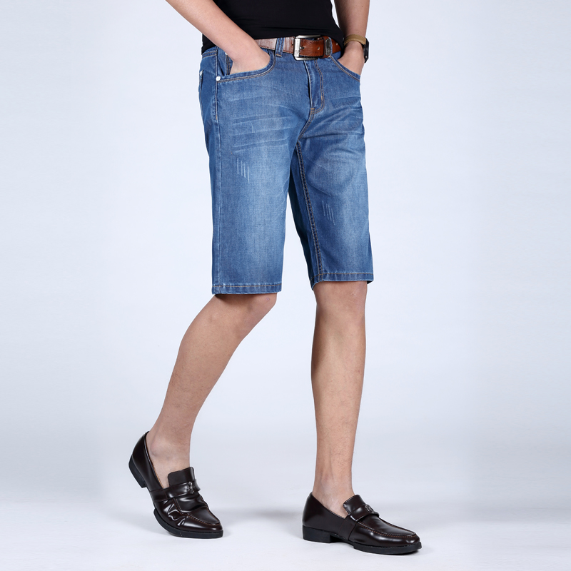 

2020 summer mens jean shorts Denim shorts male straight plus size summer Slim men, Blue