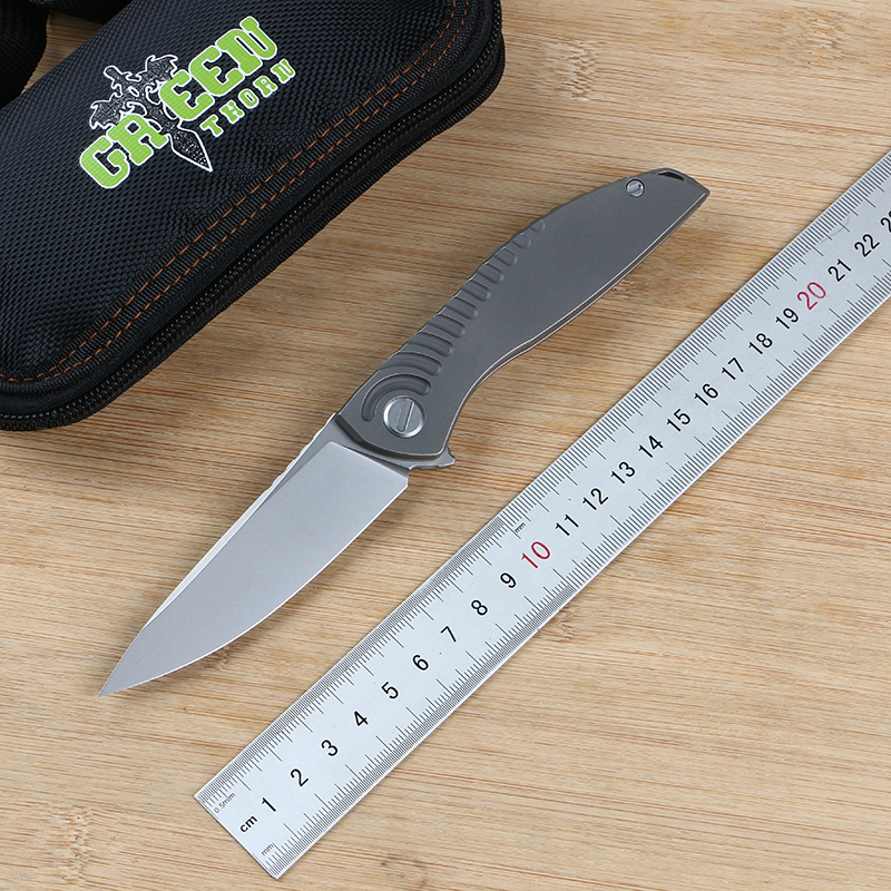 

Outdoor Knife Thorn R20 D2 Hunting TC4 Titanium Handle Practical Blade Green "neon" Folding Tool EDC Camping Ndmto