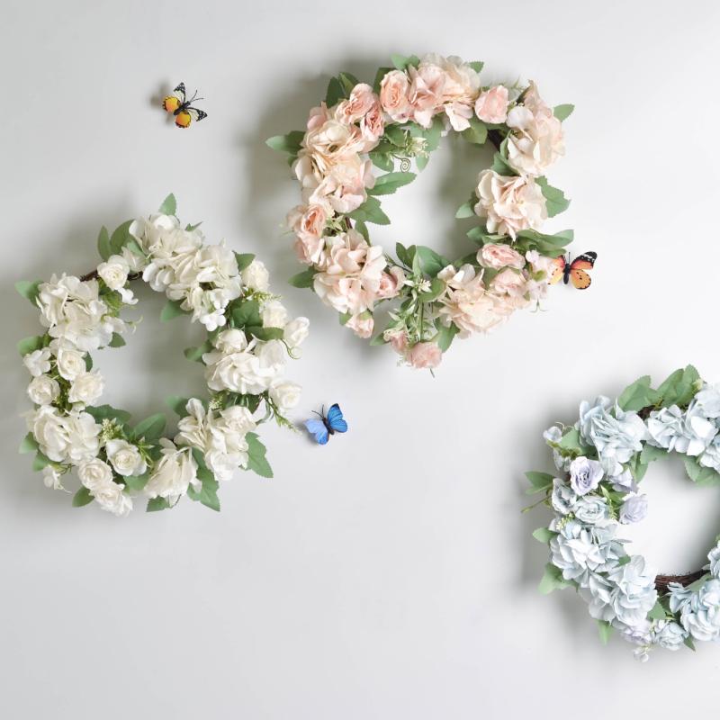 

Cilected Wedding Wreath With Artificial Hydrangea Flowers Home Door Hanging Decoration Christmas Wreath Wall Ornament, A077r02
