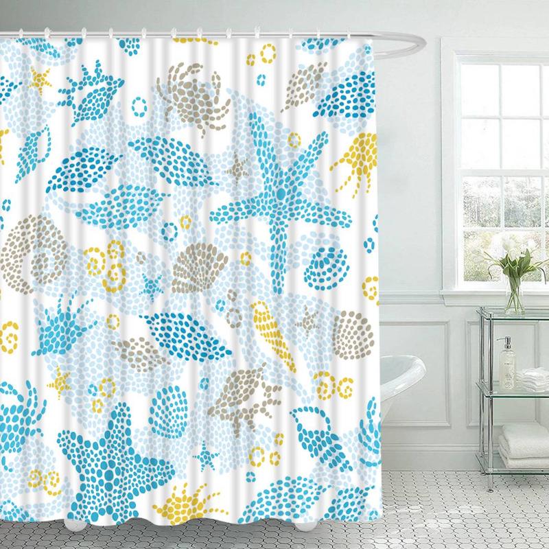 

Underwater Shower Curtain With Hooks For Bathroom Sea Starfish Waterproof Polyester Bath Shower Curtain Set Home Bathroom Decor